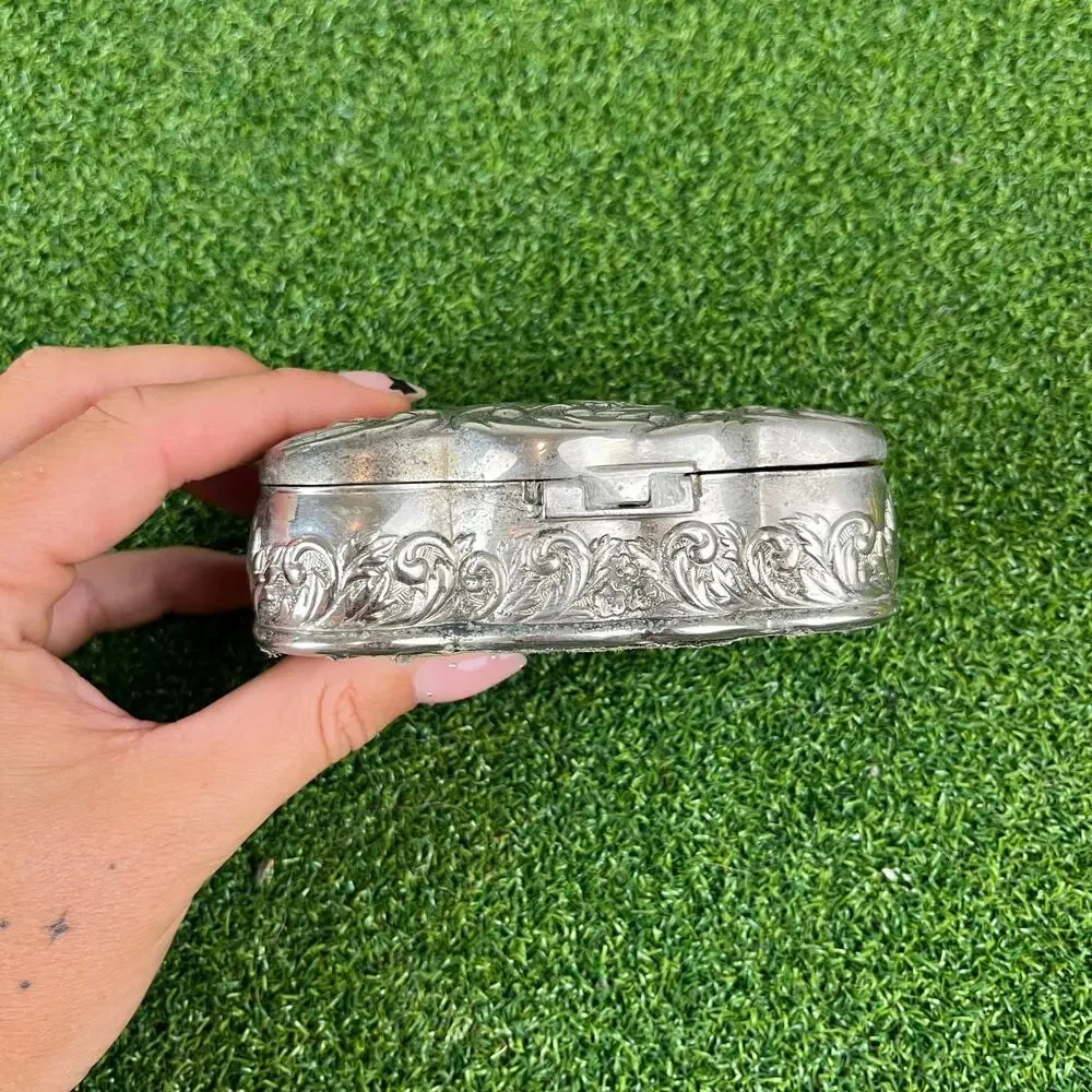 Vintage Godinger Double Heart Silver Plated Trinket Box